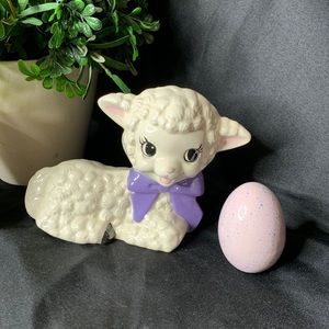 Super cute handmade ceramic Easter lamb and egg